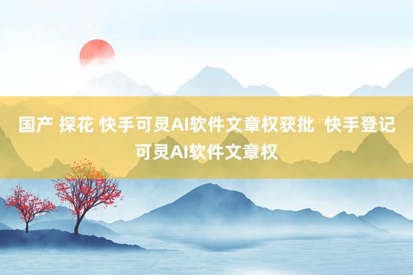 国产 探花 快手可灵AI软件文章权获批  快手登记可灵AI软件文章权